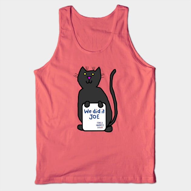 Cute Cat with Kamala Harris We Did It Joe Quote Tank Top by ellenhenryart